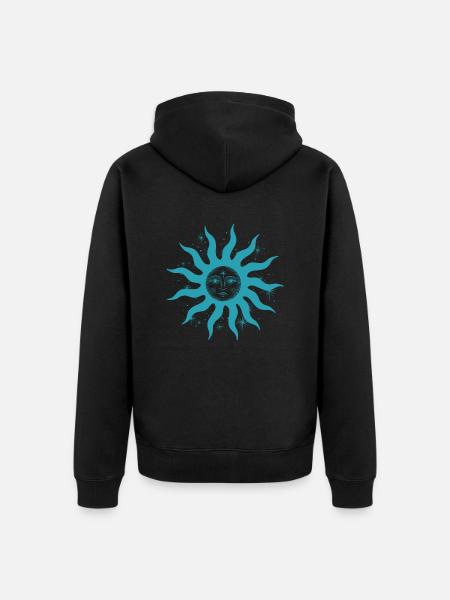sun face jooga yksinkertainen muoto symboli kesä - Premium unisex luomu-huppari vetoketjulla - musta