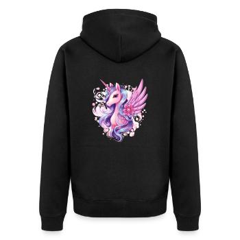 Licorne rose avec des ailes - Veste à capuche bio Premium Unisexe - noir - Dos - Nico (187cm)