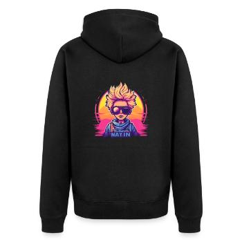 Synthwave Boy Sunset - Veste à capuche bio Premium Unisexe - noir - Dos - Nico (187cm)