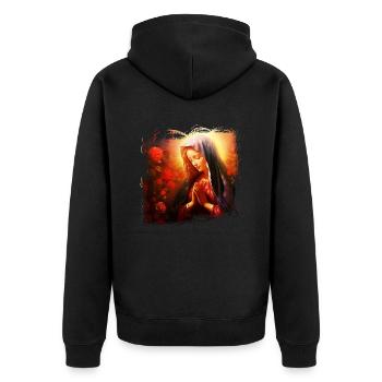 Holly Mary Maria Madonna Mariana Virgin Mary Holy - Unisex Premium Organic Zip Hoodie - black - Back - Nico (187cm)