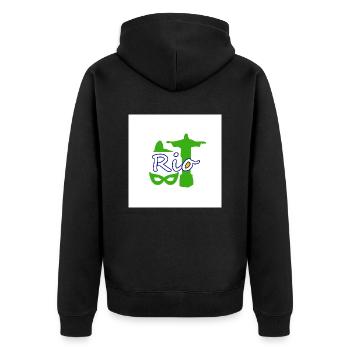 Rio de Janeiro - Unisex Premium Bio Zip Hoodie - Schwarz - Hinten - Nico (187cm)