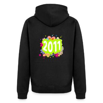 Année 2011 anniversaire Groovy floral - Veste à capuche bio Premium Unisexe - noir - Dos - Nico (187cm)