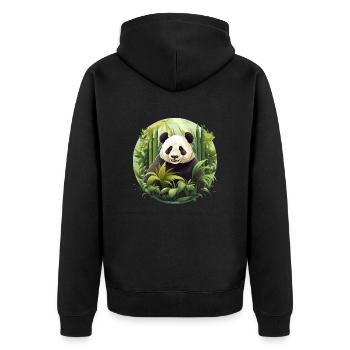 Panda's Paradise - Unisex Premium Bio Zip Hoodie - Schwarz - Hinten - Nico (187cm)