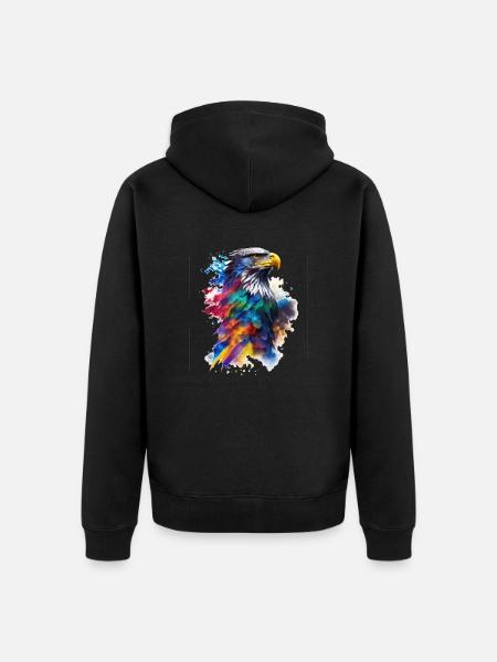 Adler Wasserfarbe - Unisex Premium Bio Zip Hoodie - Schwarz