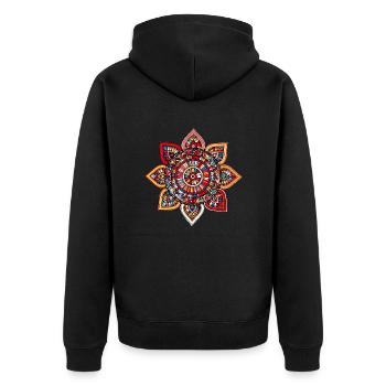 Mandala - Unisex Premium Bio Zip Hoodie - Schwarz - Hinten - Nico (187cm)