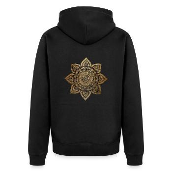 Mandala - Unisex Premium Bio Zip Hoodie - Schwarz - Hinten - Nico (187cm)