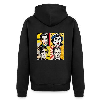 look retro #2 - Unisex Premium Bio Zip Hoodie - Schwarz - Hinten - Nico (187cm)