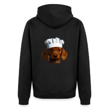 Teckel, Chiot teckel, Cuisine, Chien, Restaurateur, Chien - Veste à capuche bio Premium Unisexe - noir - Dos - Nico (187cm)