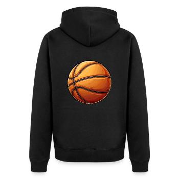 Basketball motif - Unisex Premium Organic Zip Hoodie - black - Back - Nico (187cm)