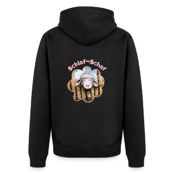 Schlaf-Schaf einfach zum Träumen - Unisex Premium Bio Zip Hoodie - Schwarz - Hinten - Nico (187cm)
