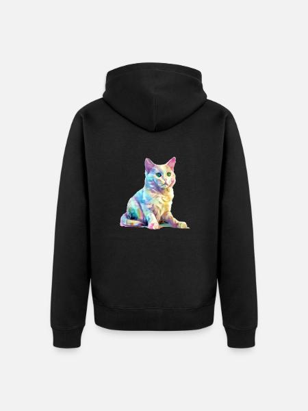 Obi die bunte Katze - Unisex Premium Bio Zip Hoodie - Schwarz