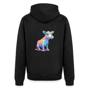 Riko le veau multicolore - Veste à capuche bio Premium Unisexe - noir - Dos - Nico (187cm)