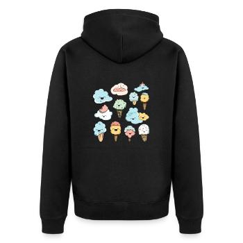 Kawaii ice cream and cones - Unisex Premium Organic Zip Hoodie - black - Back - Nico (187cm)