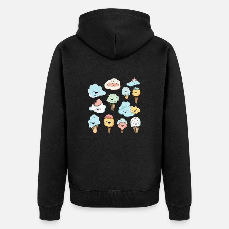 Glaces et cornets kawaii - Veste à capuche bio Premium Unisexe - noir