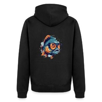 Blop the spectacled fish - Unisex Premium Organic Zip Hoodie - black - Back - Nico (187cm)