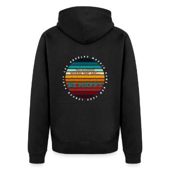 Egal wo Sie sind... - Unisex Premium Bio Zip Hoodie - Schwarz - Hinten - Nico (187cm)