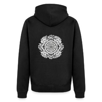 Mandala Zen n°1 - Unisex Premium Organic Zip Hoodie - black - Back - Nico (187cm)