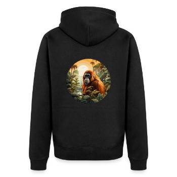 Orang Utan - Unisex Premium Organic Zip Hoodie - black - Back - Nico (187cm)
