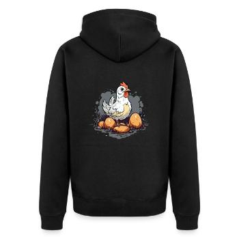 Joo the hen - Unisex Premium Organic Zip Hoodie - black - Back - Nico (187cm)