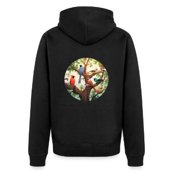 Colorful Birds - Unisex Premium Organic Zip Hoodie - black - Back - Nico (187cm)