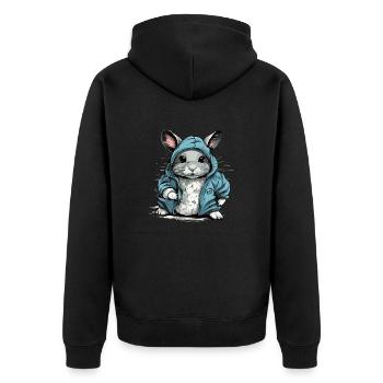 Bibi the chinchilla - Unisex Premium Organic Zip Hoodie - black - Back - Nico (187cm)