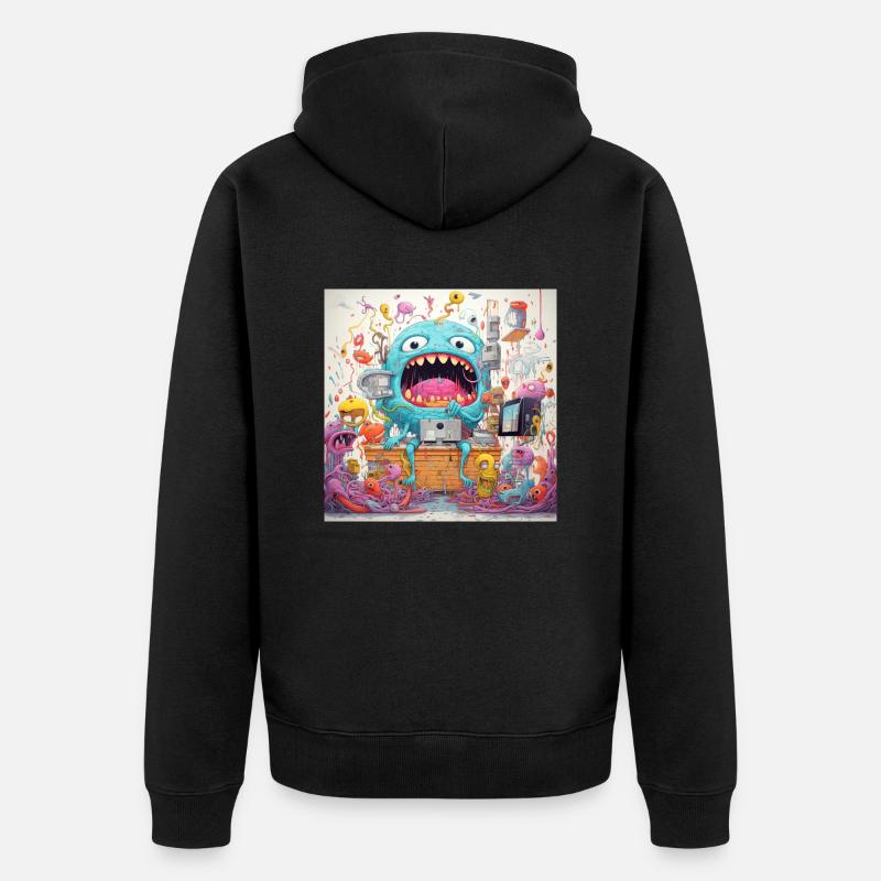 Monster Doodle 3 - Veste à capuche bio Premium Unisexe - noir