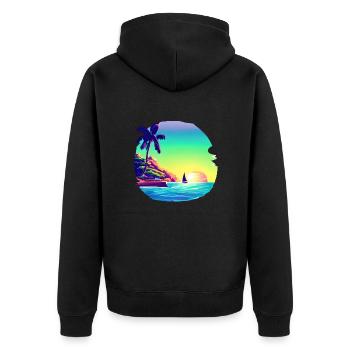Summer Holiday Sun Palm Beach Palm Island - Unisex Premium Organic Zip Hoodie - black - Back - Nico (187cm)