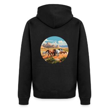 Troupeau de chevaux - Veste à capuche bio Premium Unisexe - noir - Dos - Nico (187cm)