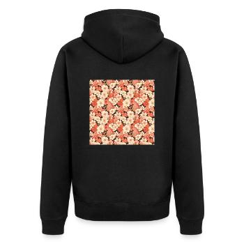 Blumen Nahtloses Muster Blumen Glückliche Blütenkunst - Unisex Premium Bio Zip Hoodie - Schwarz - Hinten - Nico (187cm)
