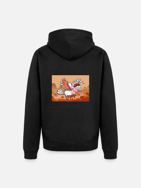 Cockatoo Flying In Jungle - Unisex Premium Organic Zip Hoodie - black