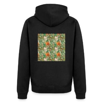Fleurs sans couture Motif Floral Happy Blossom Art - Veste à capuche bio Premium Unisexe - noir - Dos - Nico (187cm)