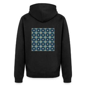 Fliesen Nahtloses Muster Motiv Geometrische Moderne Kunst - Unisex Premium Bio Zip Hoodie - Schwarz - Hinten - Nico (187cm)