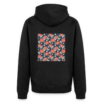 Rosen Nahtloses Muster Schöne Elegante Ästhetik - Unisex Premium Bio Zip Hoodie - Schwarz - Hinten - Nico (187cm)