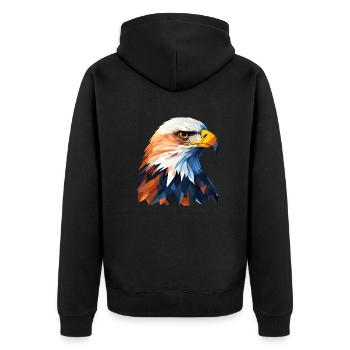 Weißkopfseeadler Portrait für Adler Fans - Unisex Premium Bio Zip Hoodie - Schwarz - Hinten - Nico (187cm)