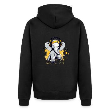 Lobi l'éléphant dansant - Veste à capuche bio Premium Unisexe - noir - Dos - Nico (187cm)