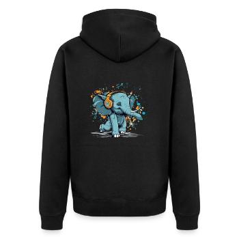 Mikoi l'éléphant danseur - Veste à capuche bio Premium Unisexe - noir - Dos - Nico (187cm)