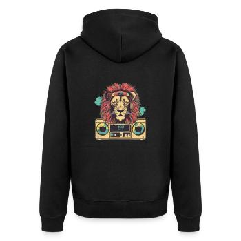 Lion s Jam - Unisex Premium Organic Zip Hoodie - black - Back - Nico (187cm)