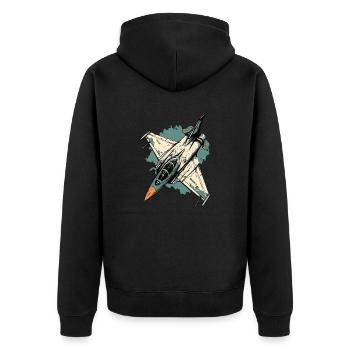 Blue storm plane - Unisex Premium Organic Zip Hoodie - black - Back - Nico (187cm)