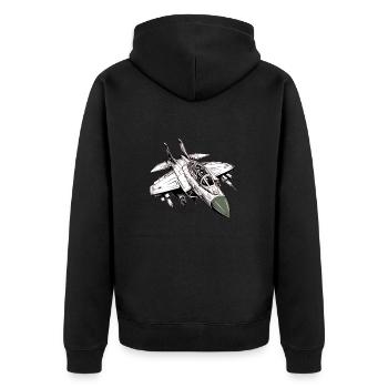 Silberpfeil-Ebene - Unisex Premium Bio Zip Hoodie - Schwarz - Hinten - Nico (187cm)