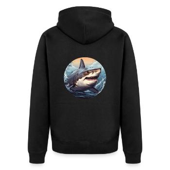 Grand requin blanc - Veste à capuche bio Premium Unisexe - noir - Dos - Nico (187cm)