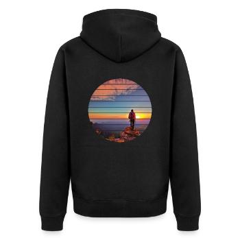 Wandern Bergwanderer Bergwandern Wanderung - Unisex Premium Bio Zip Hoodie - Schwarz - Hinten - Nico (187cm)