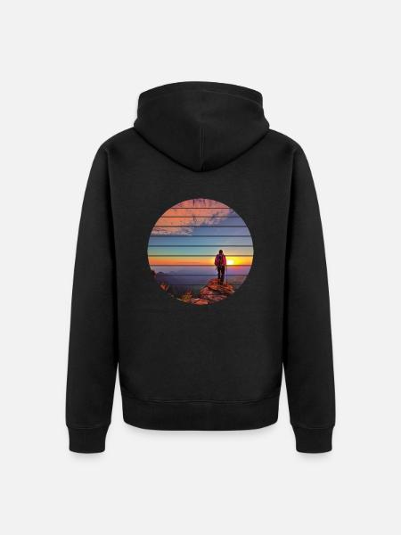 Wandern Bergwanderer Bergwandern Wanderung - Unisex Premium Bio Zip Hoodie - Schwarz