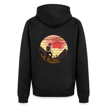 Bergwandern Wandern Bergwanderer Wanderung - Unisex Premium Bio Zip Hoodie - Schwarz - Hinten - Nico (187cm)