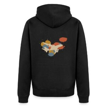 Flugzeug Pilot Retro - Unisex Premium Bio Zip Hoodie - Schwarz - Hinten - Nico (187cm)