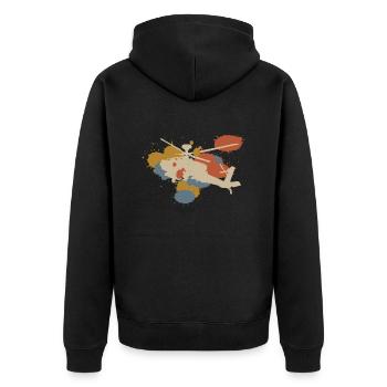 Hubschrauber Helikopter Retro Bunt - Unisex Premium Bio Zip Hoodie - Schwarz - Hinten - Nico (187cm)
