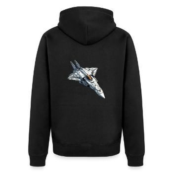Furious storm plane - Unisex Premium Organic Zip Hoodie - black - Back - Nico (187cm)