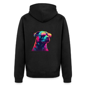 Retro Woof A Dog s Synthwave Adventure - Unisex Premium Organic Zip Hoodie - black - Back - Nico (187cm)