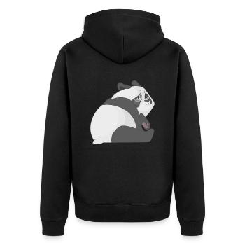 Trauriger Panda - Unisex Premium Bio Zip Hoodie - Schwarz - Hinten - Nico (187cm)