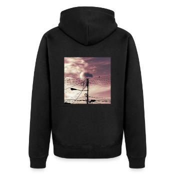 The bird on the cables - Unisex Premium Organic Zip Hoodie - black - Back - Nico (187cm)