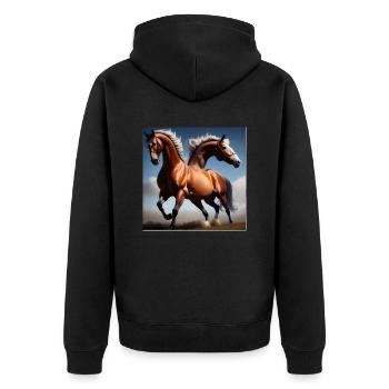 Wildpferde Hemd - Unisex Premium Bio Zip Hoodie - Schwarz - Hinten - Nico (187cm)